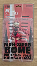 A packaged action figure of Kirasaki Mai from Mon-Sieur Bome Collection Vol. 5, displayed on a light wood surface.